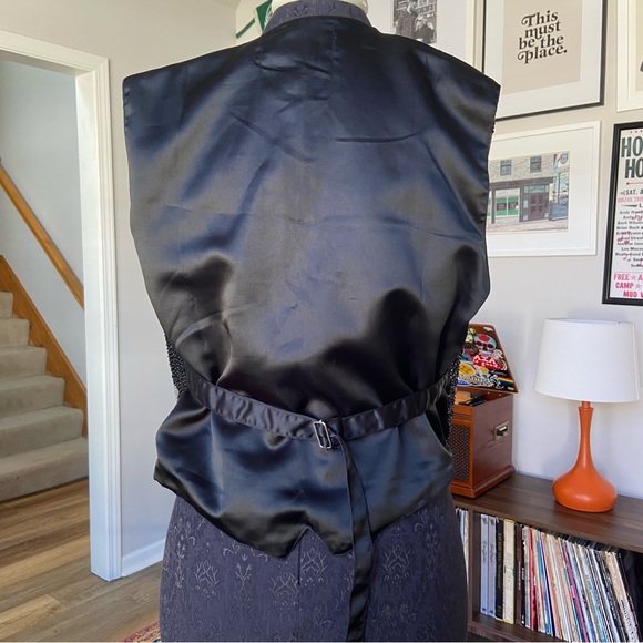 Vintage JC 001 USA Sequin Black and Silver Star Vest Size L - Picture 3 of 6